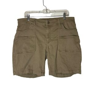 Bit & Bridle Womens Khaki Utility Shorts Size 16 Tan Cotton Stretch Cargo Pocket